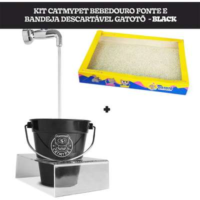Kit Catmypet Bebedouro Fonte e Bandeja Descartável Gatotô Black - KIT