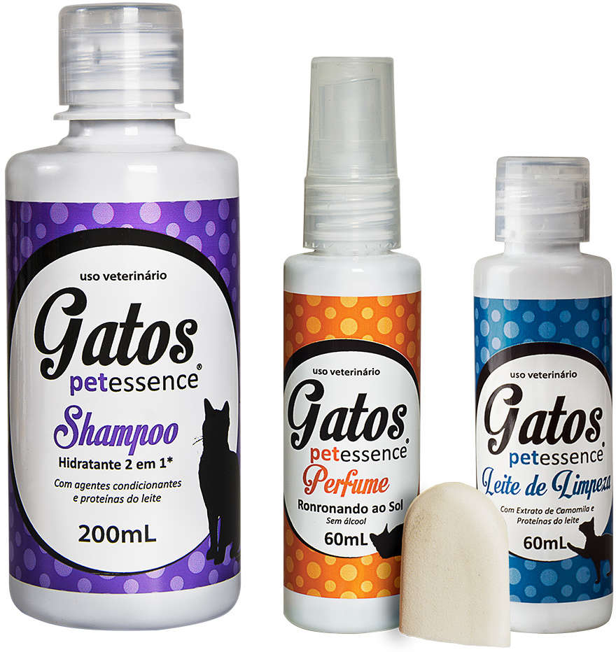 Kit Pet Essence Shampoo Hidratante 2 em 1, Loção de Limpeza e Perfume Ronronando ao Sol - KIT