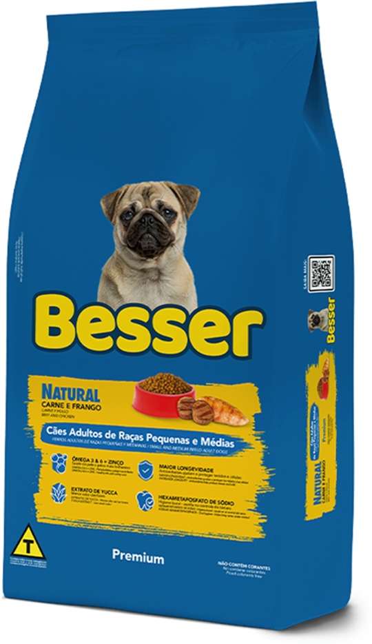 Ração Seca Besser Natural Premium para Cães Adultos Raças Pequenas e Médias - 20Kg