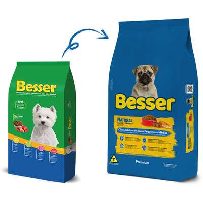 Ração Seca Besser Natural Premium para Cães Adultos Raças Pequenas e Médias
