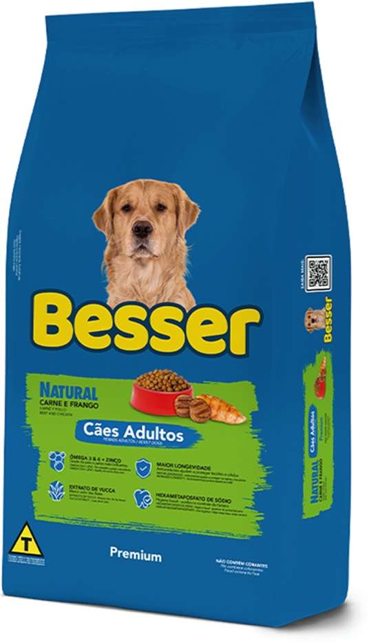 Ração Seca Besser Natural Premium para Cães Adultos - 25Kg