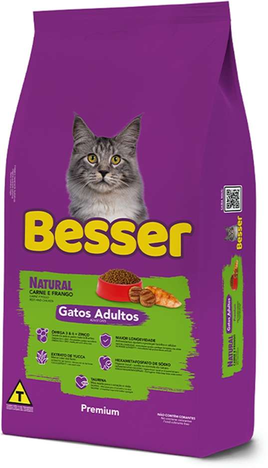 Ração Seca Besser Natural Premium para Gatos Adultos - 20Kg