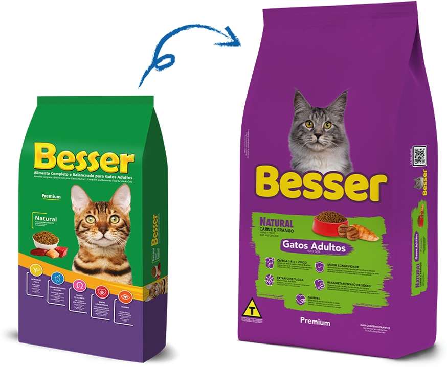 Ração Seca Besser Natural Premium para Gatos Adultos - 20Kg