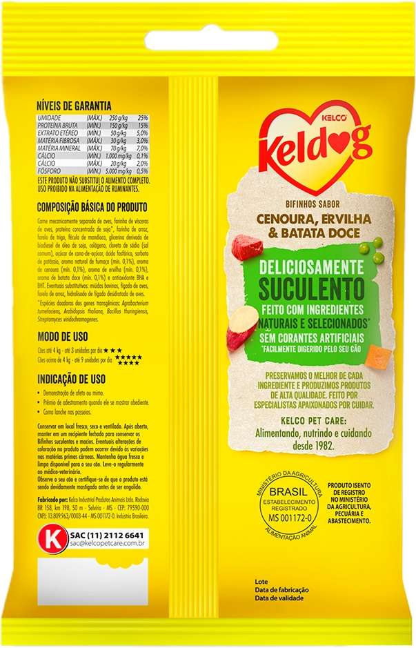 Bifinho Keldog para Cães Sabor Cenoura, Ervilha e Batata Doce - 60 g