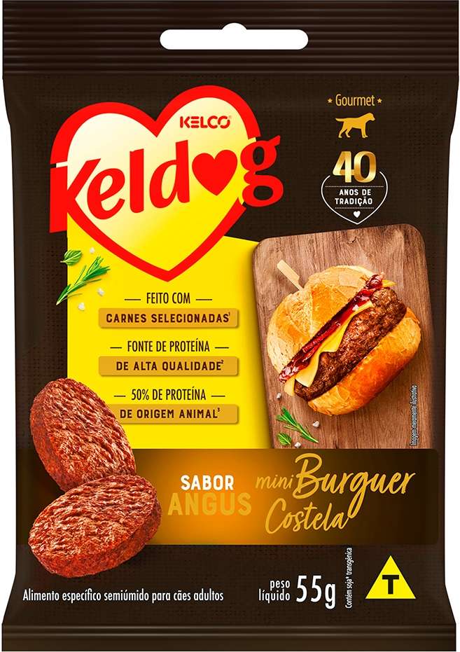 Bifinho Keldog para Cães Mini Burger Sabor Costela Angus - 55 g