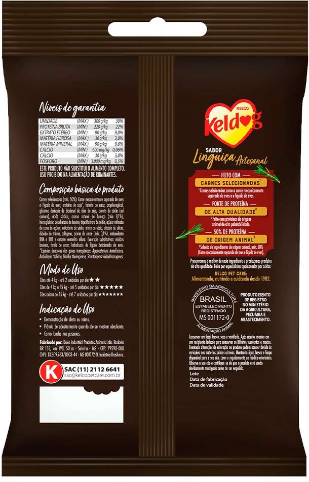 Bifinho Keldog para Cães Sabor Linguiça Artesanal - 55 g