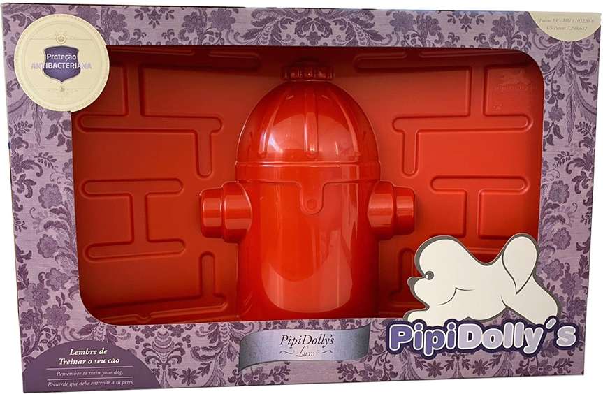 Kit Pipidollys Sanitário Luxo Creme com Acessório Vermelho para Cães Machos - Tam. Único