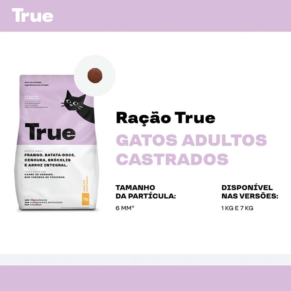 Ração Natural True para Gatos Adultos Castrados - 1Kg