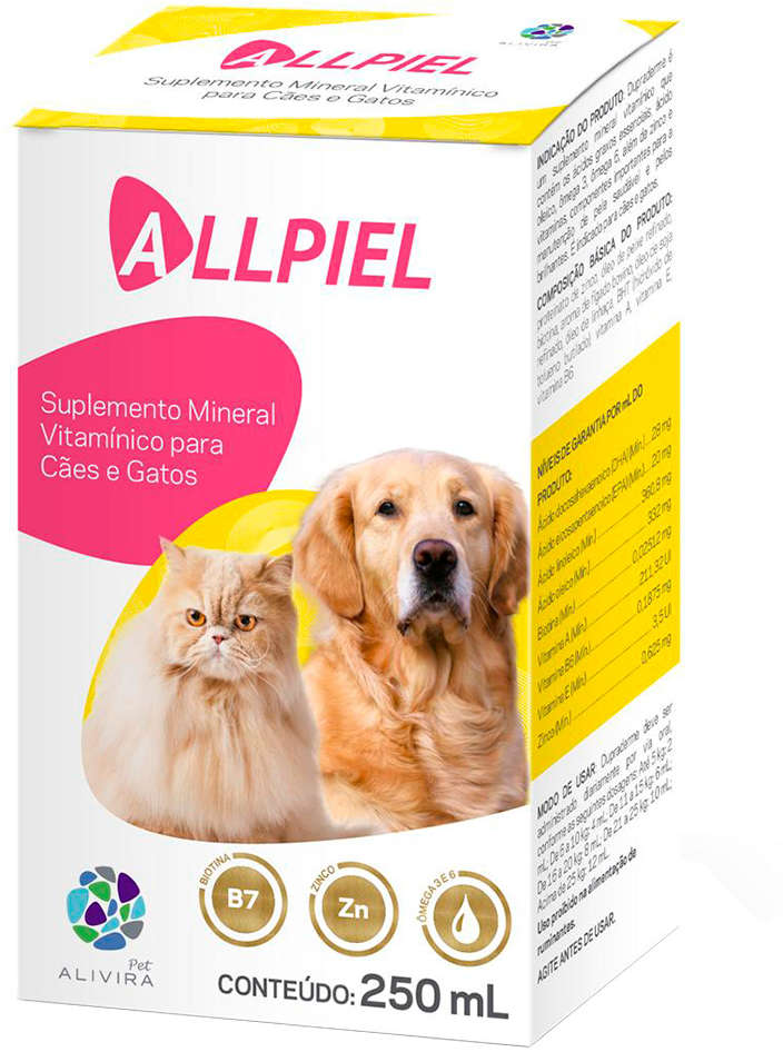 Suplemento Alivira Allpiel para Cães e Gatos - 250 mL