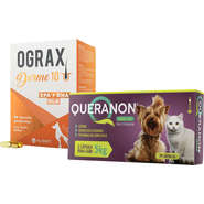 Kit Suplemento Alimentar Avert Ograx Derme 10 e Queranon Small Size para Cães e Gatos- 30  Cápsulas + 30 Cápsulas