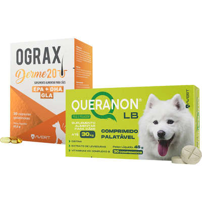 Kit Suplemento Alimentar Avert Ograx Derme 20 e Queranon - 30 Cápsulas + 30 Comprimidos