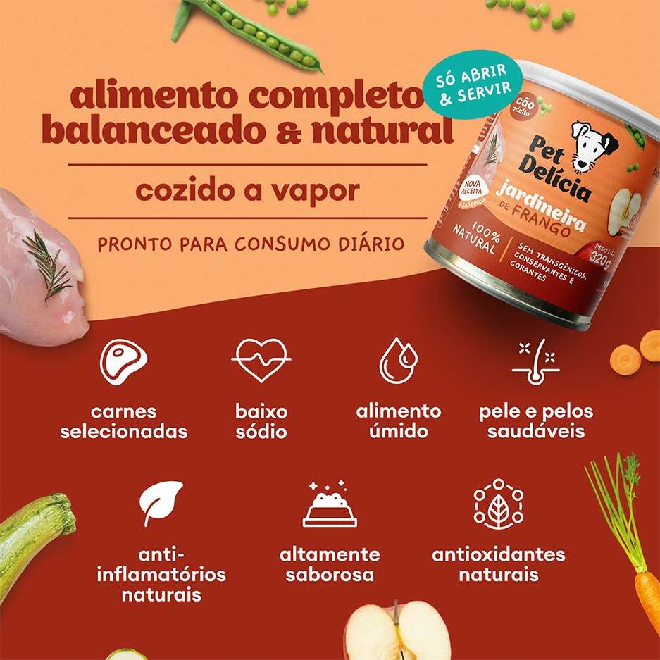 Ração Úmida Pet Delícia Natural Jardineira de Frango - 320 g