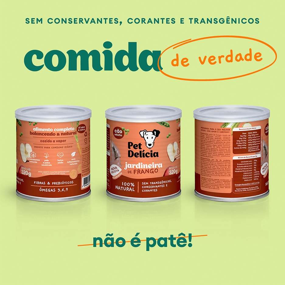 Ração Úmida Pet Delícia Natural Jardineira de Frango - 320 g