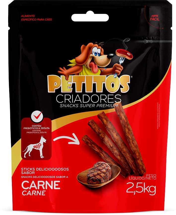 Palito Petitos para Cães Adultos Sabor Carne - 2,5Kg