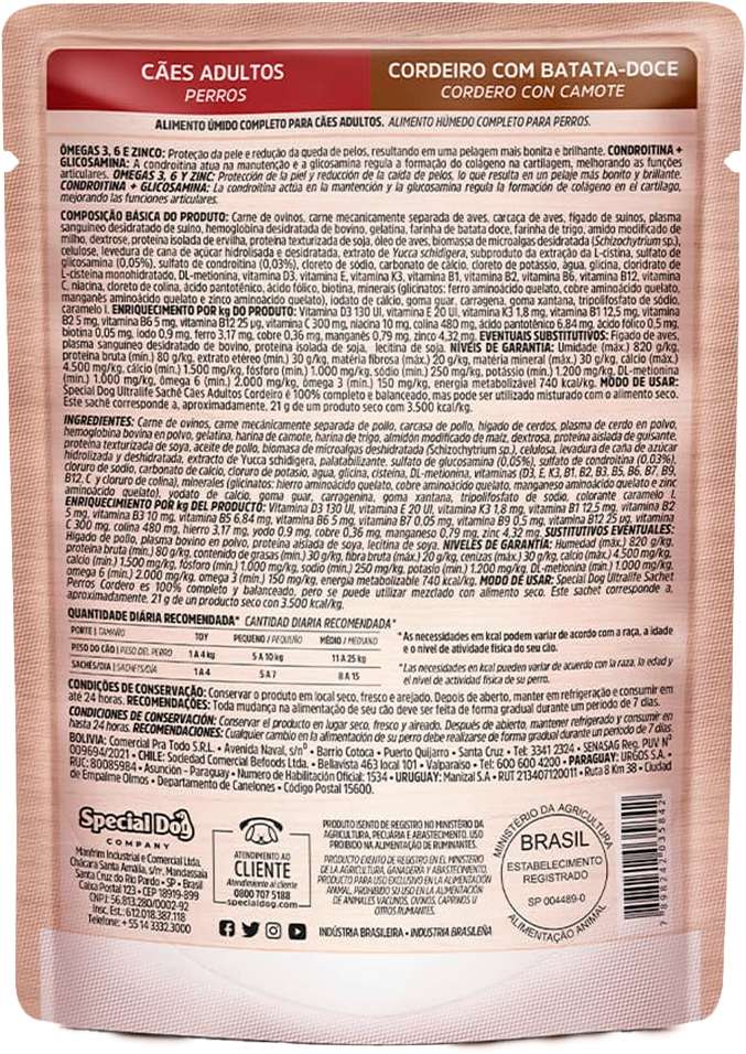 Ração Úmida Special Dog Sachê Cordeiro com Batata Doce para Cães Adultos - 100 g
