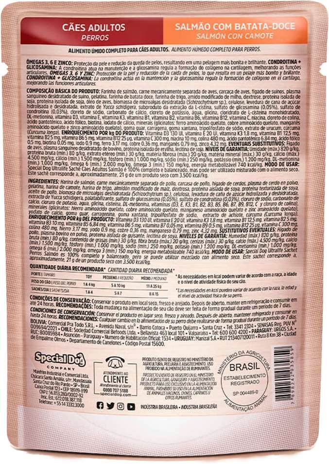 Ração Úmida Special Dog Sachê Salmão com Batata Doce para Cães Adultos - 100 g