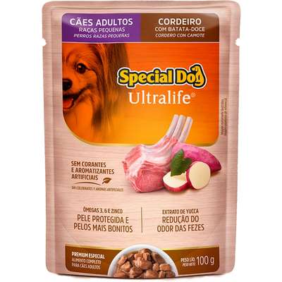 Ração Úmida Special Dog Sachê Cordeiro com Batata Doce para Cães Adultos Raças Pequenas