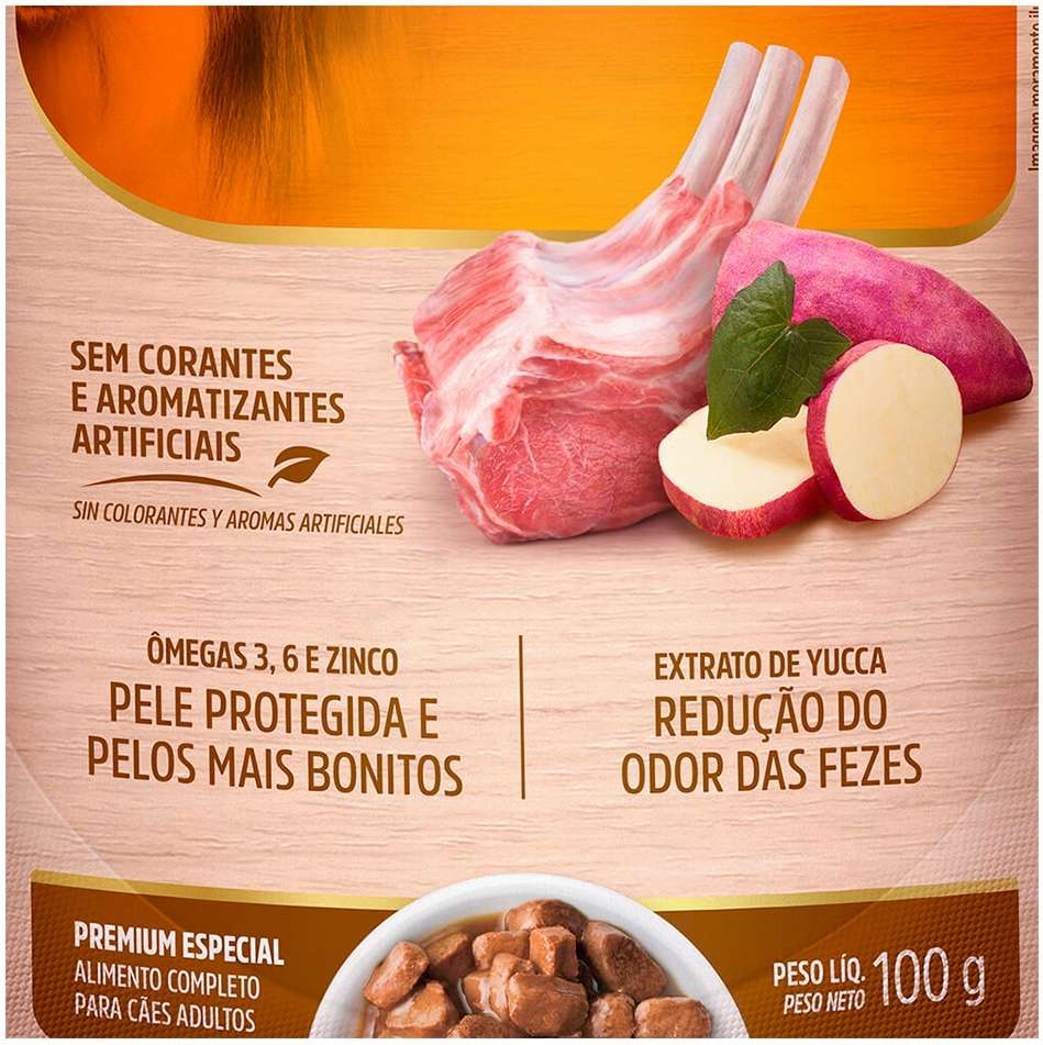Ração Úmida Special Dog Sachê Cordeiro com Batata Doce para Cães Adultos Raças Pequenas -100 g