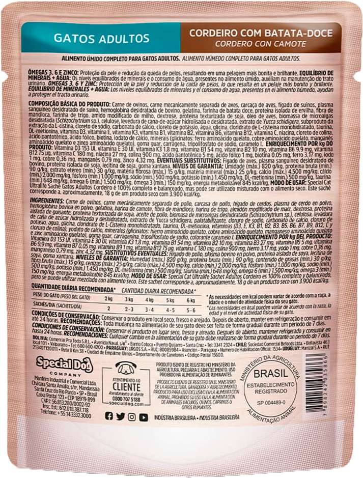 Ração Úmida Special Cat Cordeiro com Batata Doce para Gatos Adultos - 85 g
