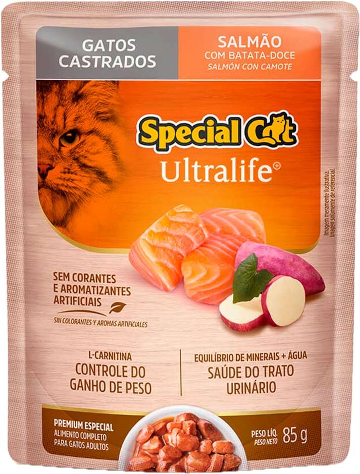 Ração Úmida Special Cat Salmão com Batata Doce para Gatos Adultos Castrados - 85 g
