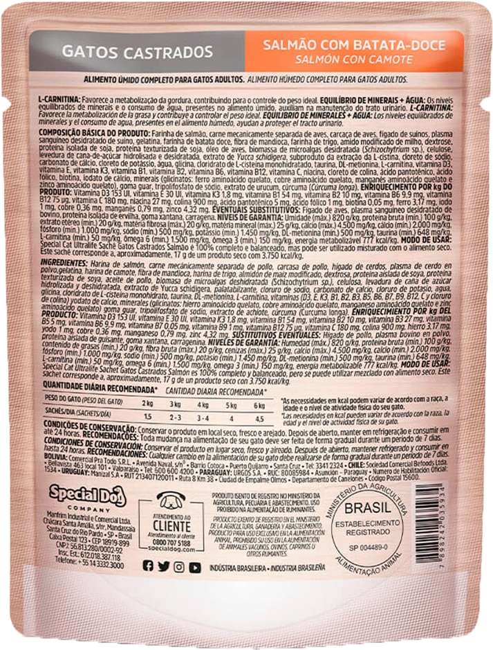 Ração Úmida Special Cat Salmão com Batata Doce para Gatos Adultos Castrados - 85 g
