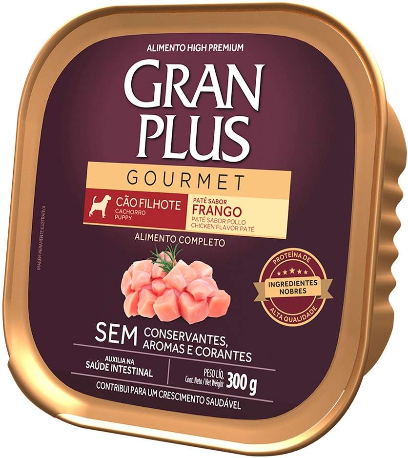 Ração Úmida GranPlus Gourmet Patê Frango para Cães Filhotes - 300 g