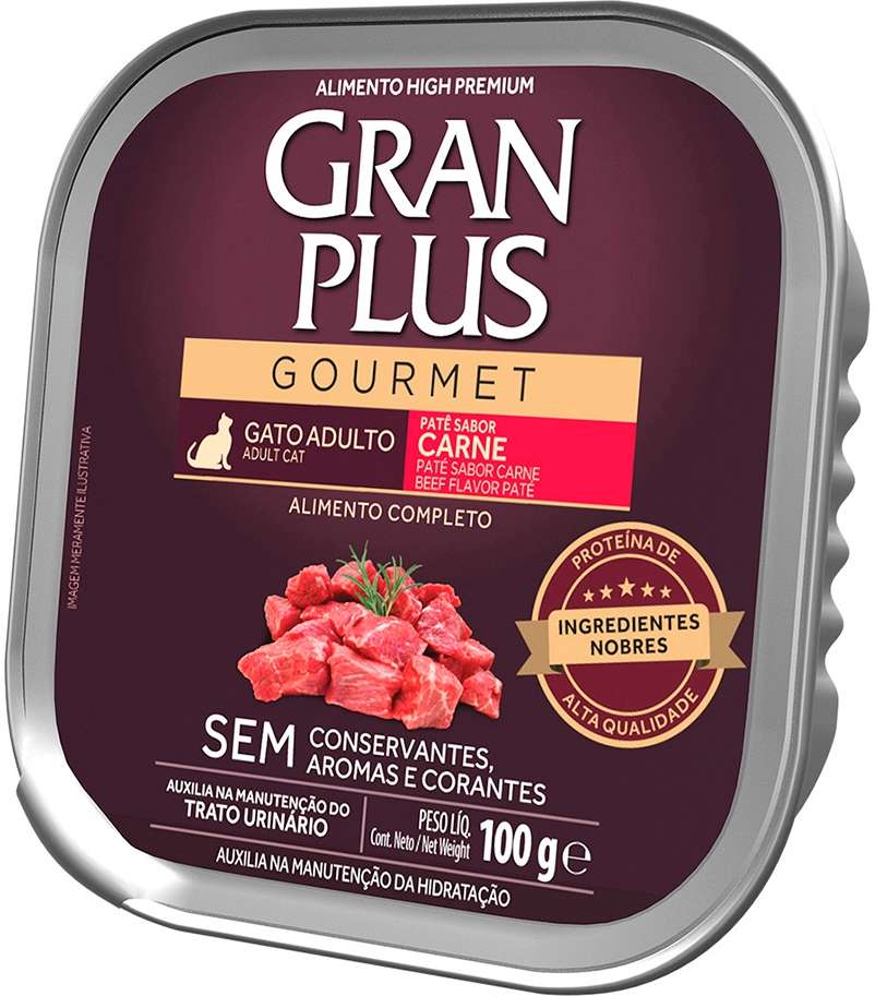 Ração Úmida GranPlus Gourmet Patê Carne para Gatos Adultos - 100 g