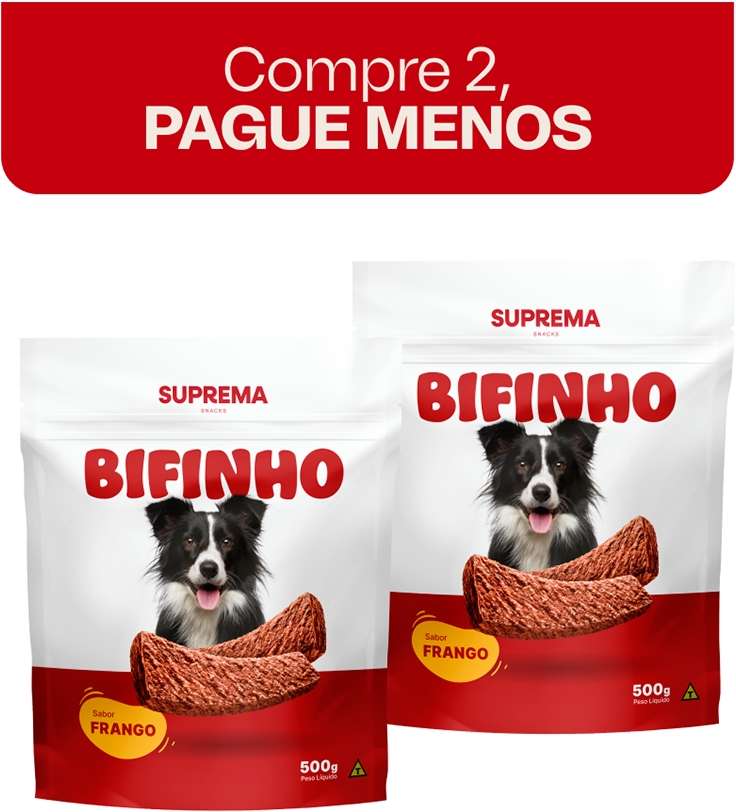Kit Suprema Bifinho Sabor Frango para Cães - 1Kg (2 Pacotes 500 g)