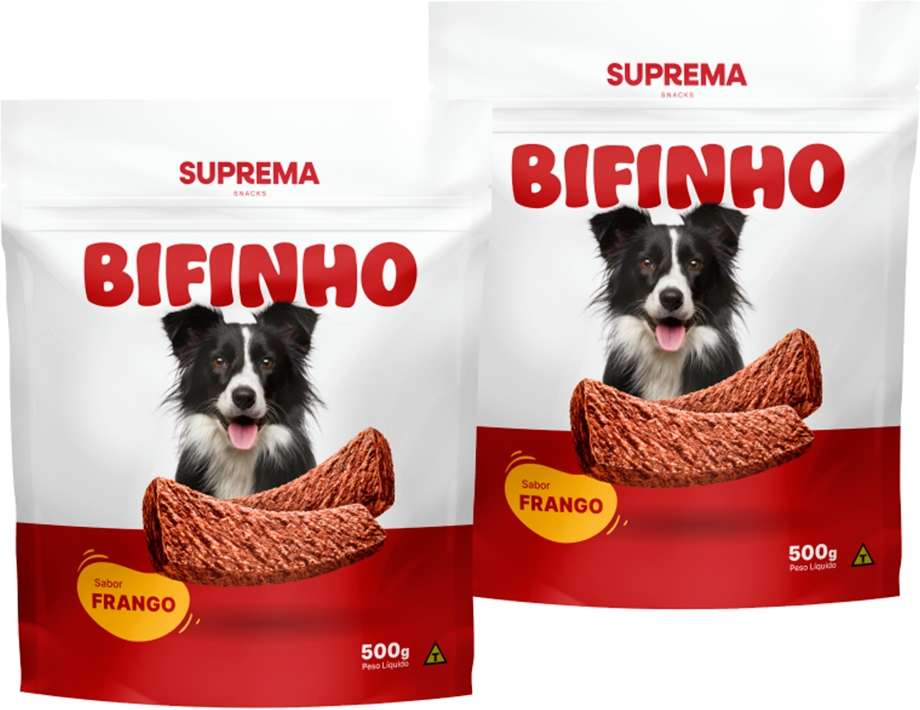 Kit Suprema Bifinho Sabor Frango para Cães - 1Kg (2 Pacotes 500 g)
