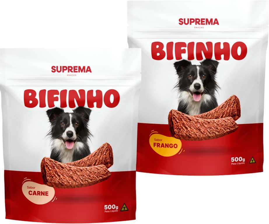 Kit Suprema Bifinhos Sabor Carne e Frango para Cães - 1Kg (2 Pacotes 500 g)