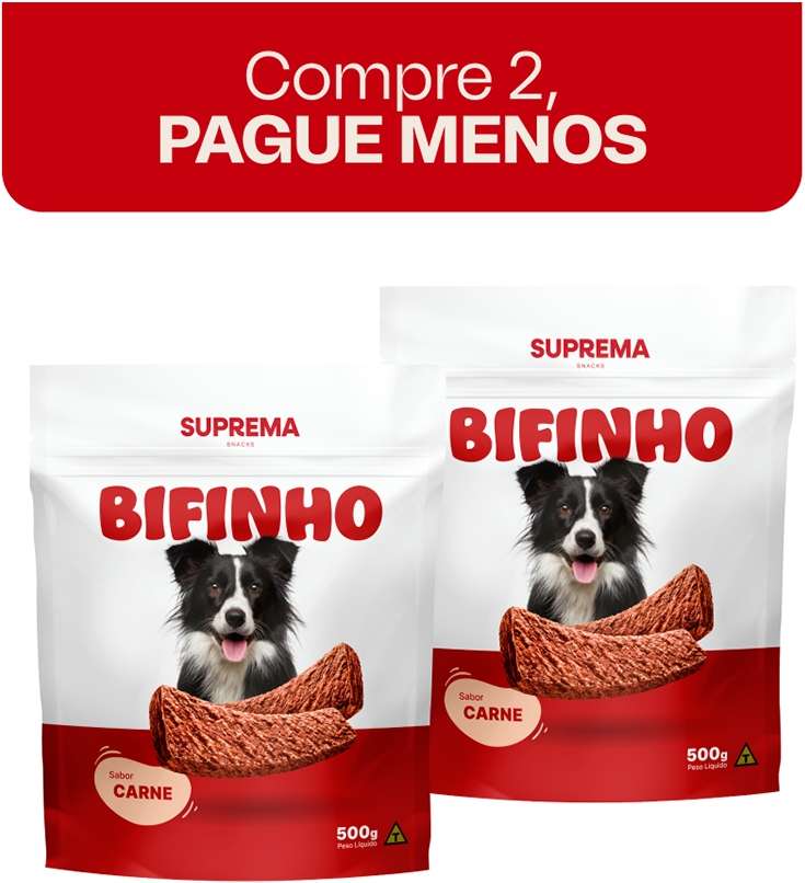 Kit Suprema Bifinho Sabor Carne para Cães - 1Kg (2 Pacotes 500 g)