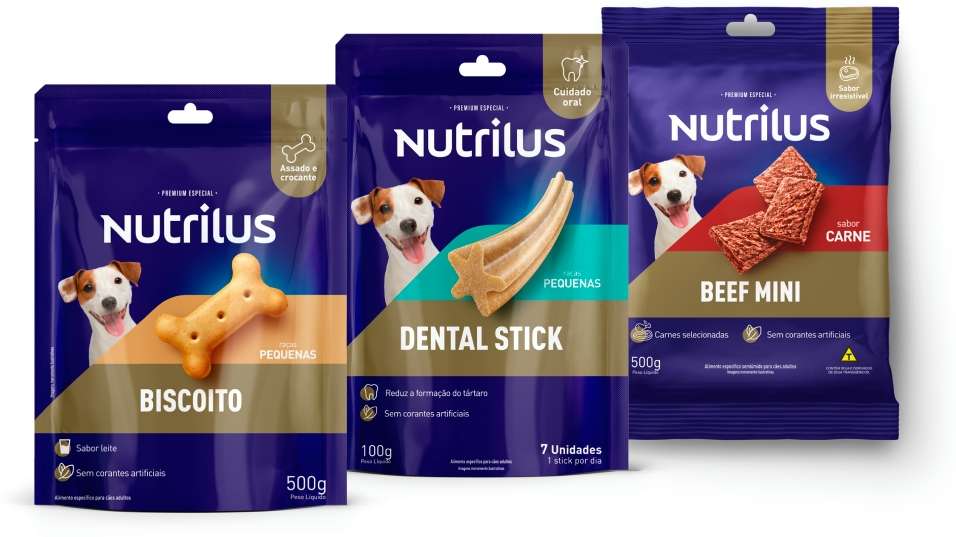 Kit Nutrilus Biscoito, Dental Stick e Bifinho Mini para Cães Adultos Porte Pequeno - 500 g + 100 g + 500 g