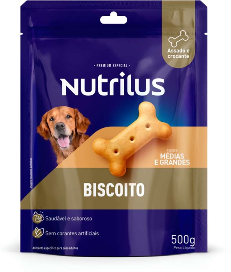Kit Nutrilus Dental Stick, Biscoito e Bifinho para Cães Adultos Porte Grande - 280 g + 500 g + 500 g