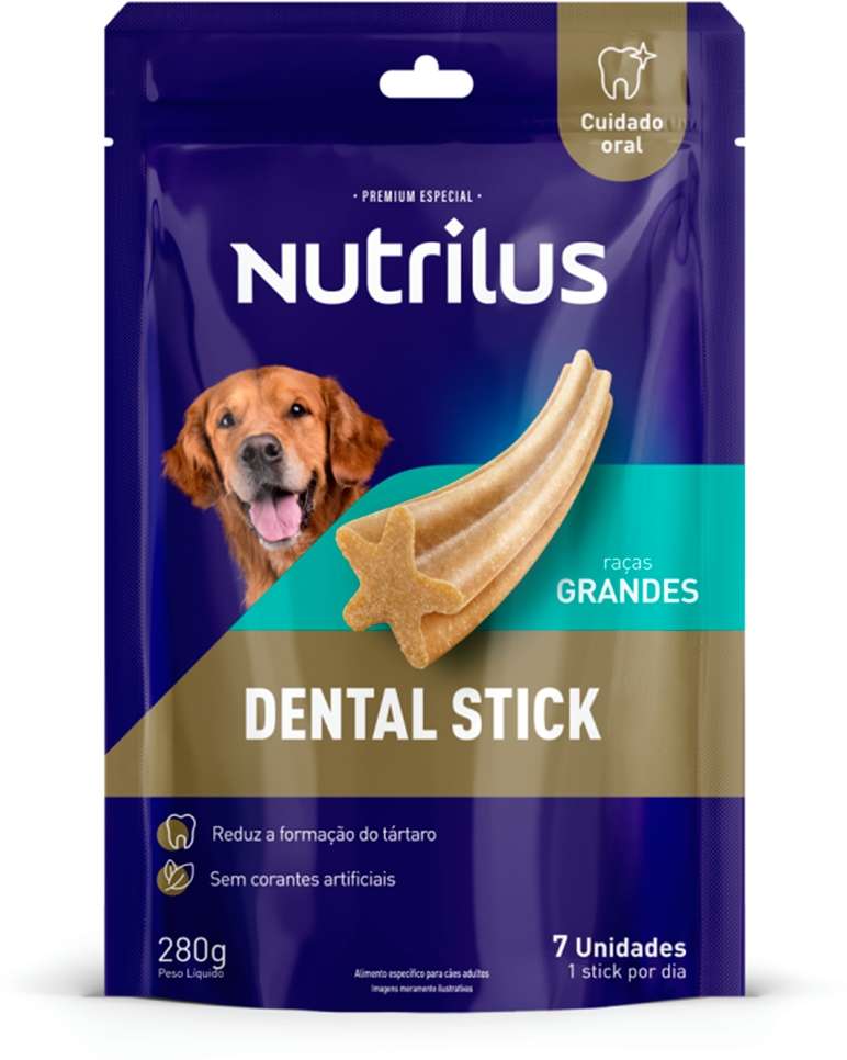 Kit Nutrilus Dental Stick, Biscoito e Bifinho para Cães Adultos Porte Grande - 280 g + 500 g + 500 g