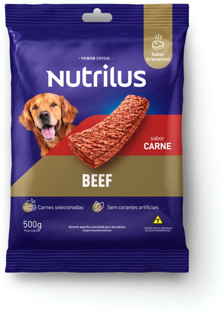 Kit Nutrilus Bifinho Sabor Carne e Frango para Cães Adultos - 1Kg (2 Pacotes 500 g)
