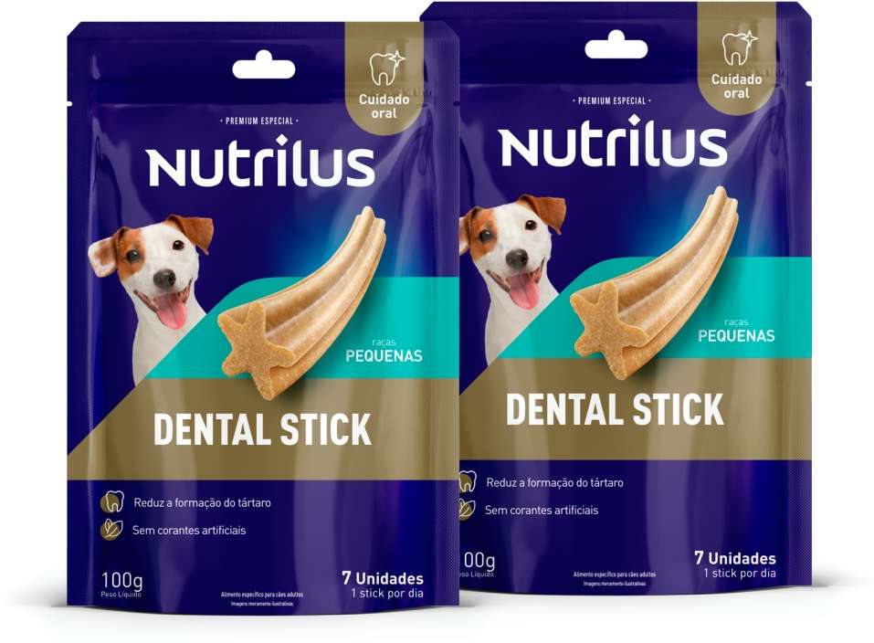 Kit Nutrilus Petisco Dental Stick para Cães Adultos Porte Pequeno - 14 Unidades (2 Pacotes 7 Unidades)