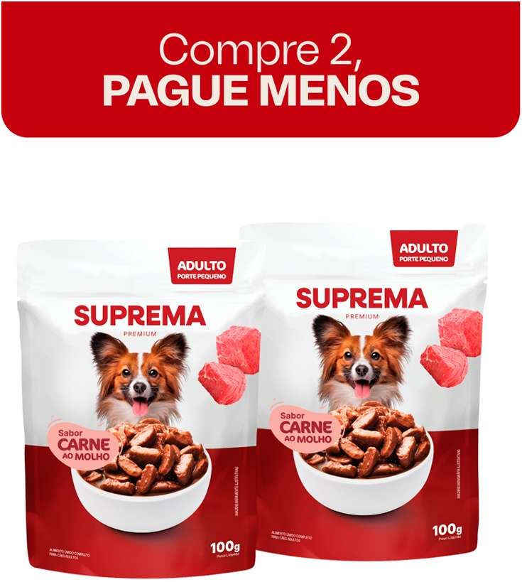 Kit Suprema Ração Úmida Sabor Carne ao Molho para Cães Adultos de Raças Pequenas - 200 g (2 Sachês 100 g)