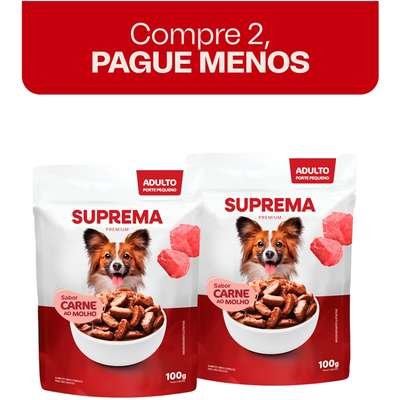 Ração Úmida Suprema Carne ao Molho para Cães Adultos de Raças Pequenas