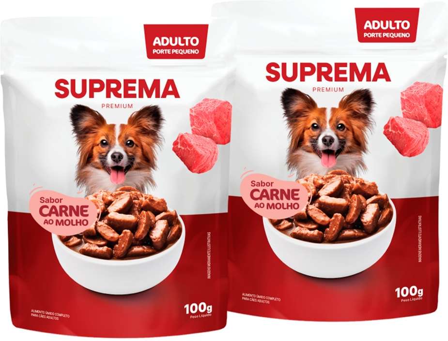 Kit Suprema Ração Úmida Sabor Carne ao Molho para Cães Adultos de Raças Pequenas - 200 g (2 Sachês 100 g)