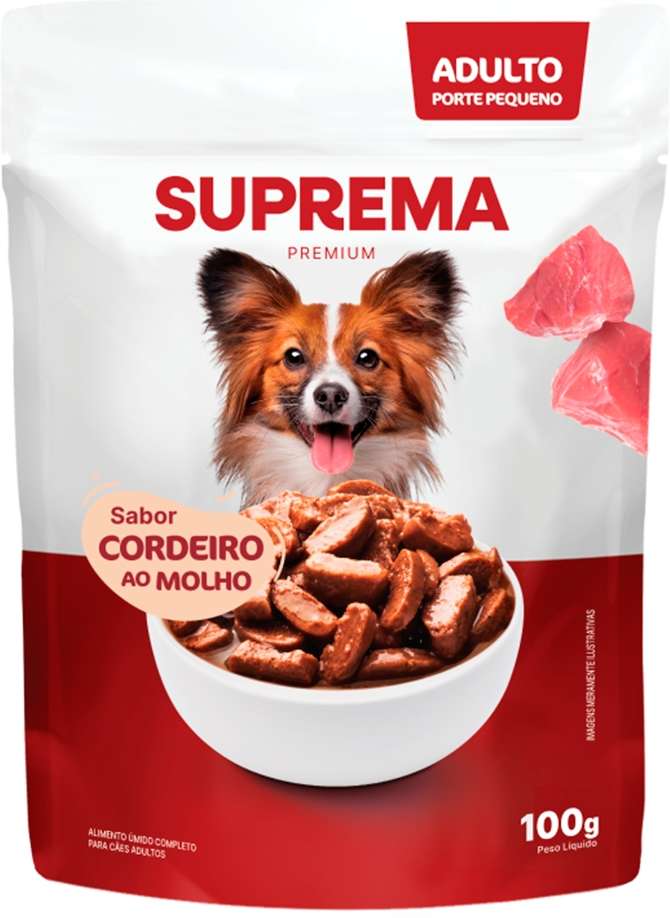 Kit Suprema Ração Úmida Cordeiro ao Molho para Cães Adultos de Raças Pequenas - 200 g (2 Sachês 100 g)