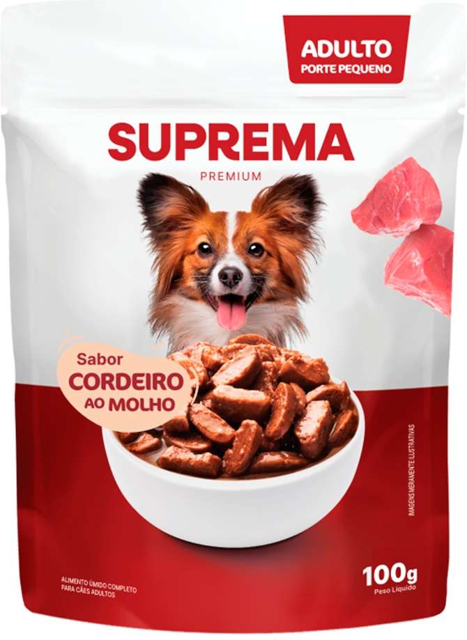 Kit Suprema Ração Úmida Sabor Cordeiro ao Molho para Cães Adultos Raças Pequenas - 500 g (5 Sachês 100 g)