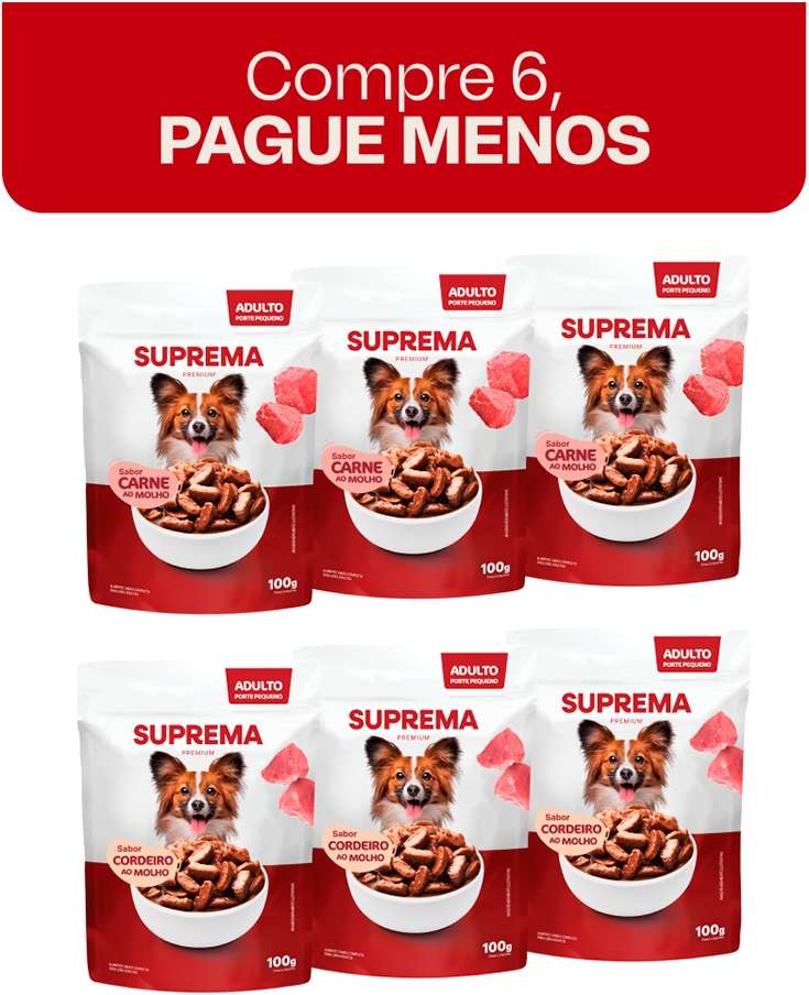 Kit Suprema Ração Úmida Sabor Carne ao Molho e Cordeiro ao Molho para Cães Adultos - 600 g