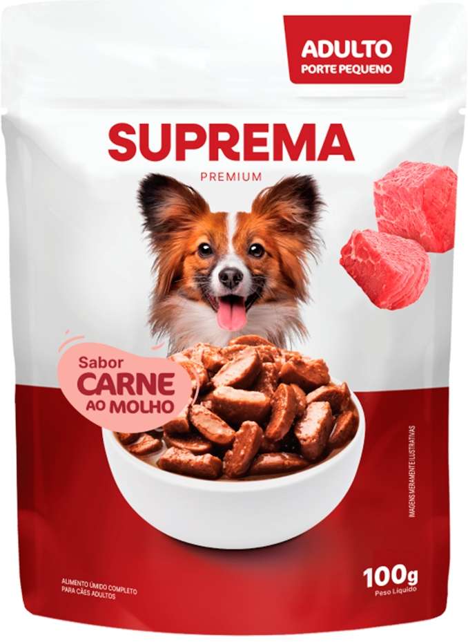 Kit Suprema Ração Úmida Sabor Carne ao Molho e Cordeiro ao Molho para Cães Adultos 1Kg (10 Sachês 100 g) - 1Kg (10 Pacotes 100 g)