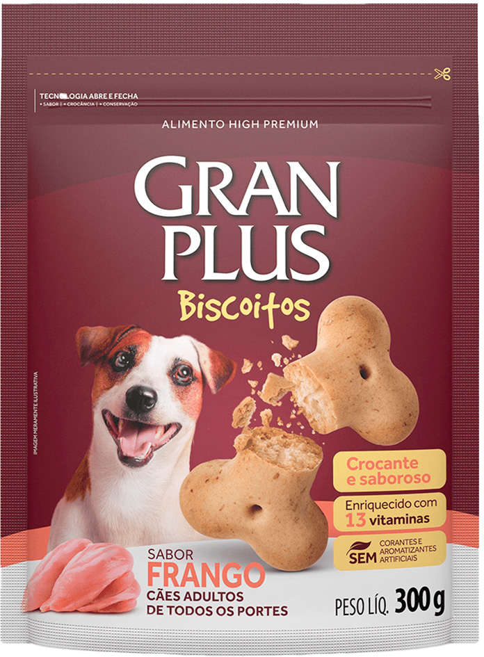 Biscoito GranPlus para Cães Adultos Sabor Frango - 300 g