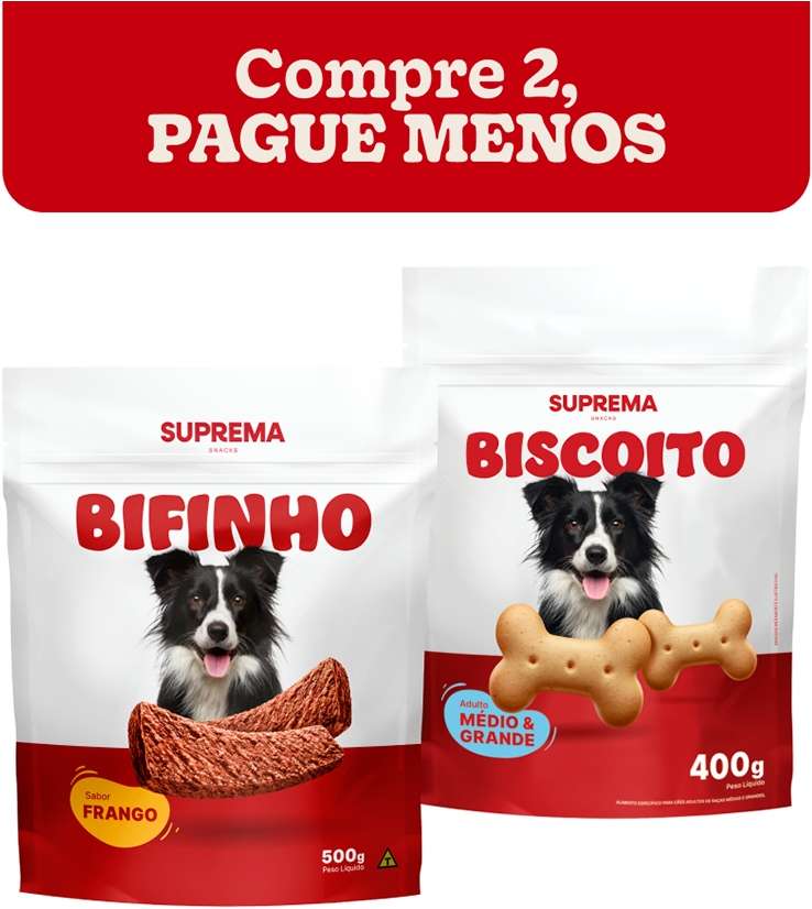 Kit Suprema Bifinho Sabor Frango e Biscoito para Cães Adultos - 500 g + 400 g