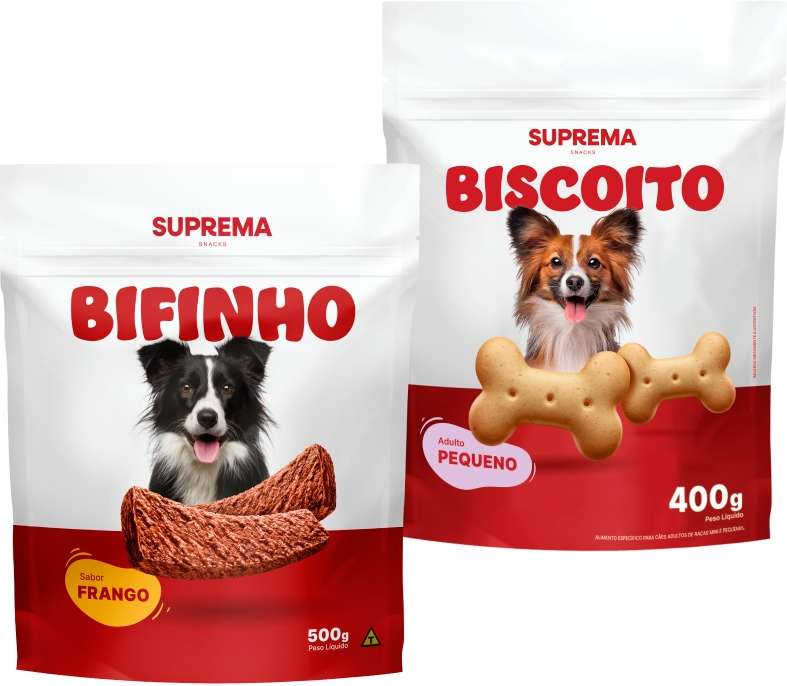 Kit Suprema Bifinho Sabor Frango e Biscoito para Cães Adultos Porte Pequeno - 500 g + 400 g