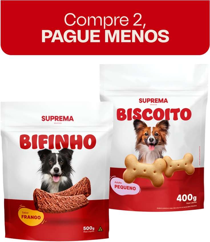 Kit Suprema Bifinho Sabor Frango e Biscoito para Cães Adultos Porte Pequeno - 500 g + 400 g