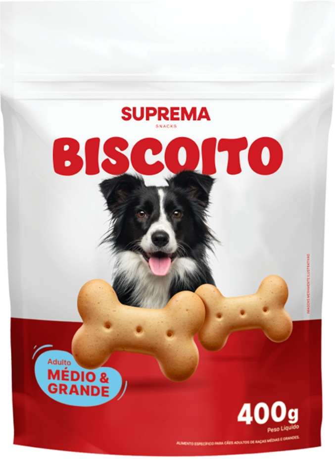 Kit Suprema Biscoito para Cães Adultos Porte Médio e Grande - 800 g (2 Pacotes 400 g)