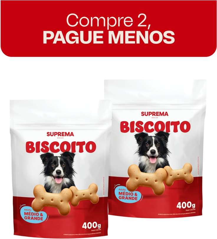 Kit Suprema Biscoito para Cães Adultos Porte Médio e Grande - 800 g (2 Pacotes 400 g)