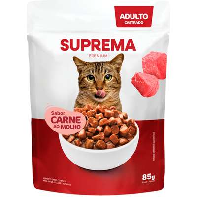 Ração Úmida Suprema Carne ao Molho para Gatos Adultos Castrados
